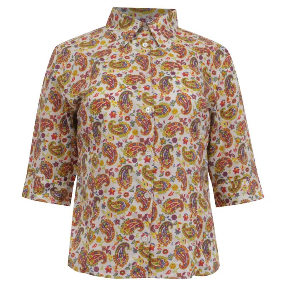 Etro Paisley Print Short Sleeve Shirt in Multicolor Cotton